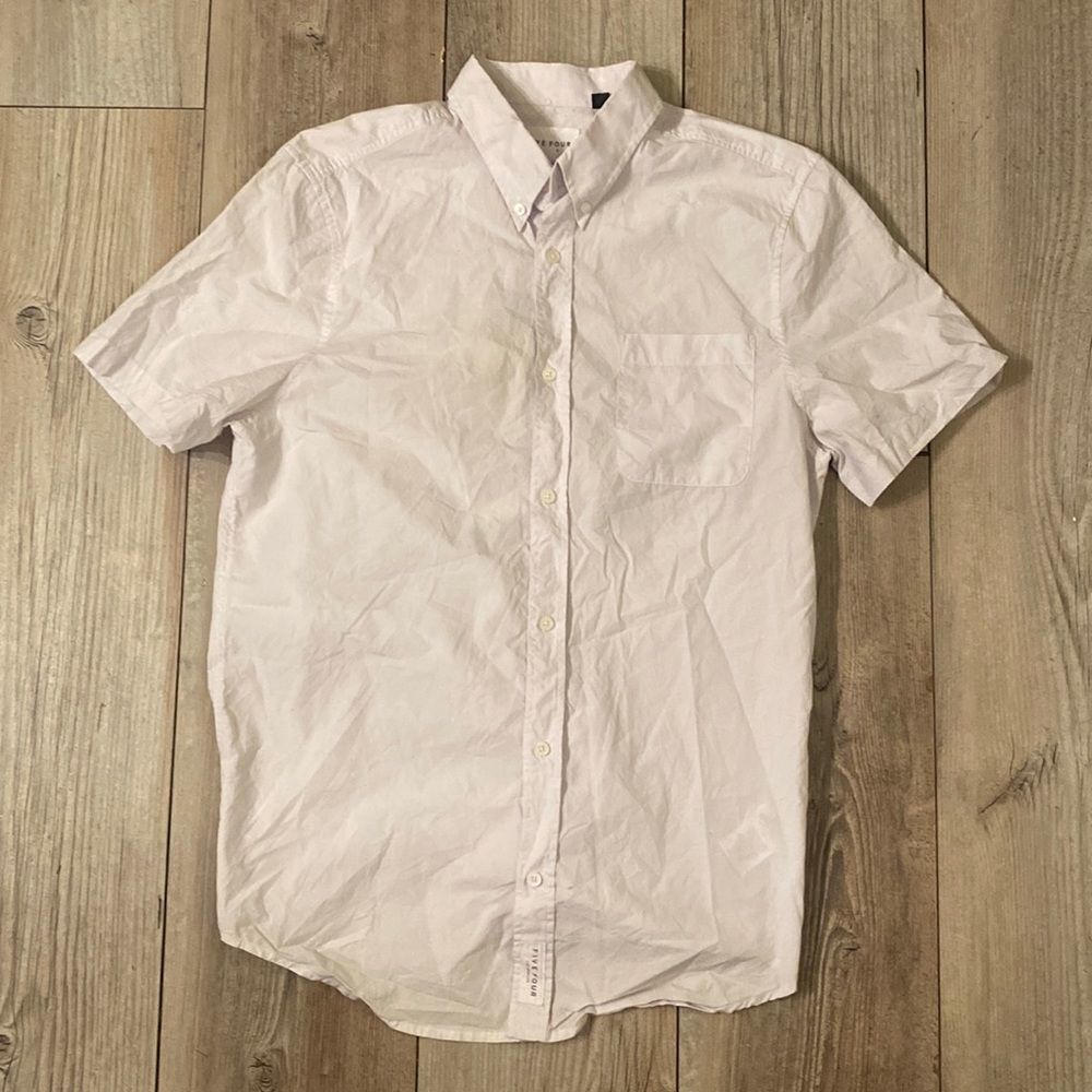 Men’s Medium Five Four Button Up Short Sleeve Pin Stripe
